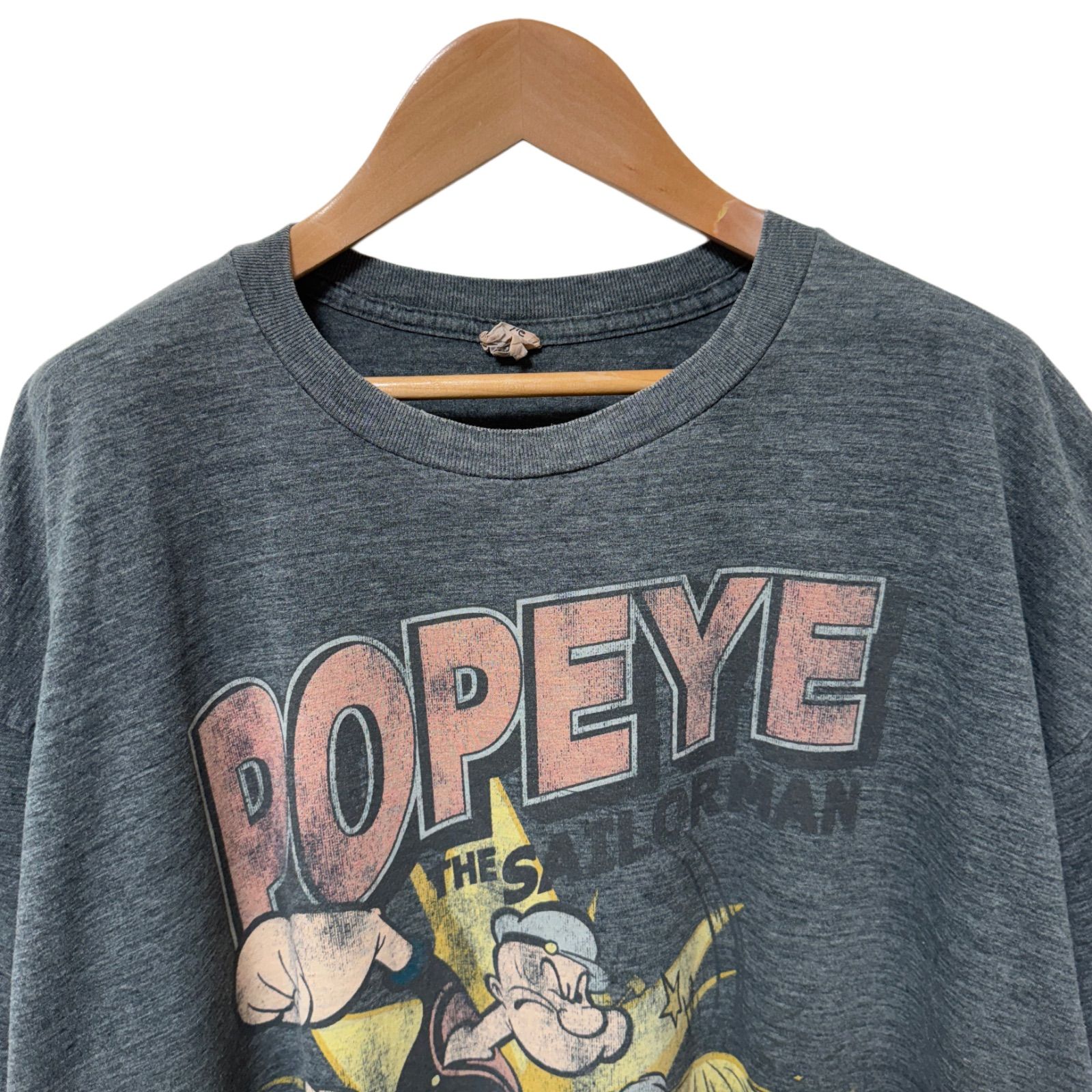 【G31】90s USA製POPEYEポパイキャラクタースウェットグレー 古着 90s USA製 Popeye ポパイ マルチ キャラクター 刺しゅう
