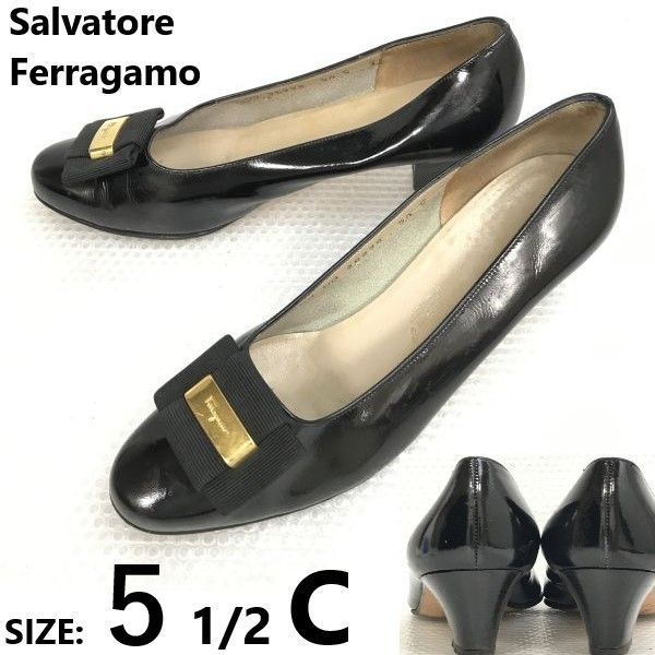 イタリア製☆フェラガモ/Salvatore Ferragamo☆本革/レザー/ヴァラリボン/パンプス【size:5.5C/22.0-22.5/黒/black】shoes/heels◇bQ-585  #BUZZBERG - メルカリ