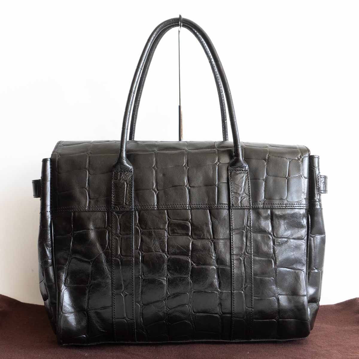 高級品】Mulberry【型押し ベイズウォーター フラップ トート バッグ】マルベリー ブラック レザー 鞄 2403497 - メルカリ