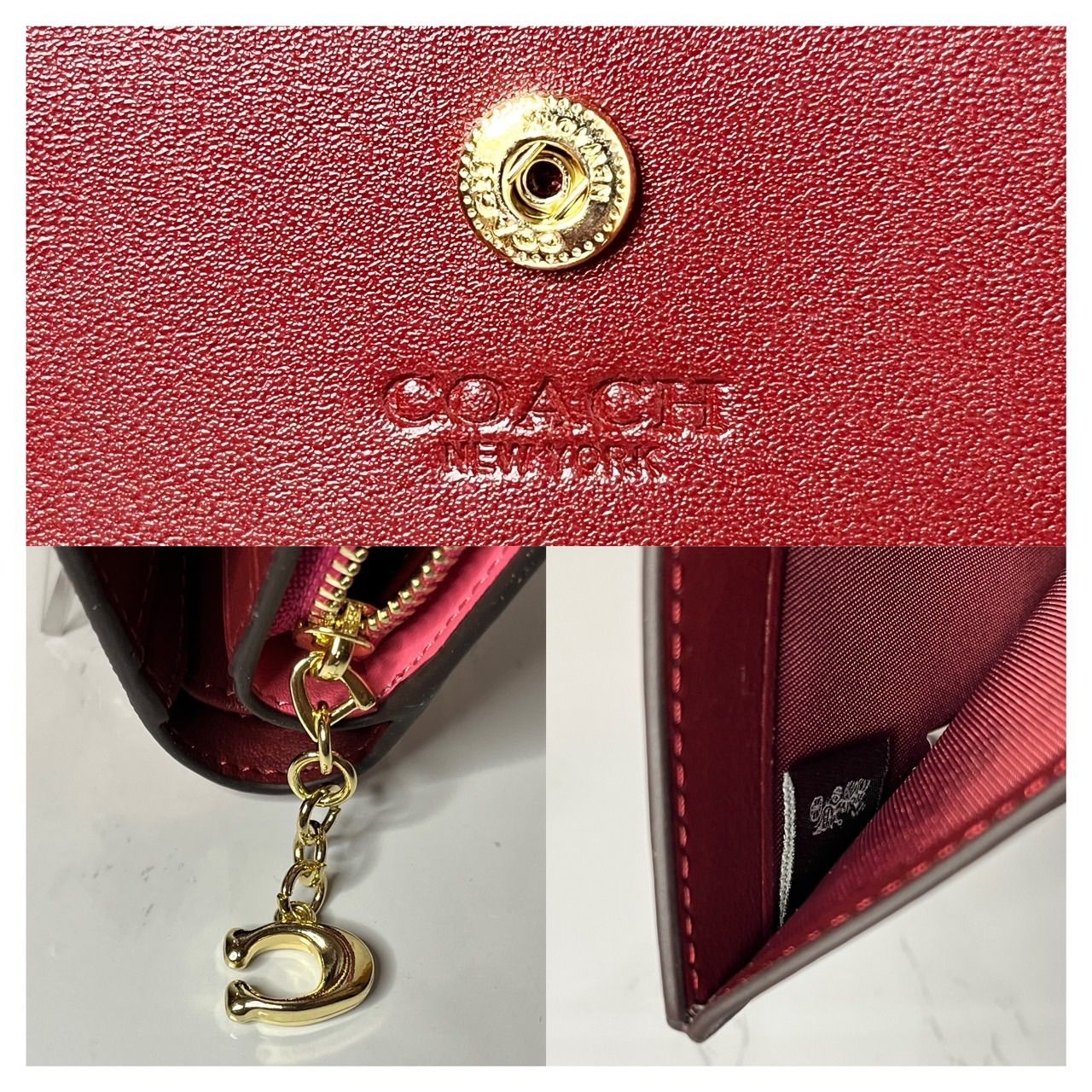 COACH シグネチャー モノグラム プリント二つ折り財布 （ルージュ