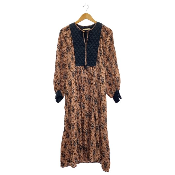 ne Quittez pas ヌキテパ 010412GK1 MODAL SATIN ETHNIC PRINT DRESS レディース ブラウン