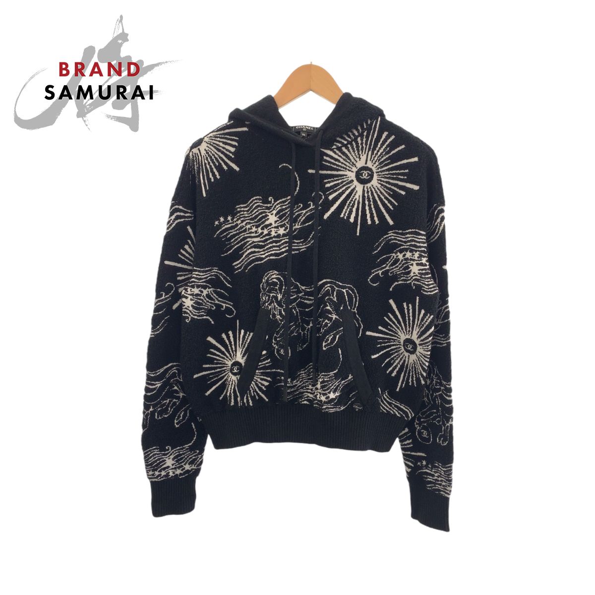 CHANEL - 超美品 CHANEL シャネル ライオン ココマーク サイズ34 ブラック 黒 ホワイト コットン P72134K10333 パーカー レディース 410197 【中古】 超美品 CHANEL シャネル ライオン ココマーク サイズ34 ブラック