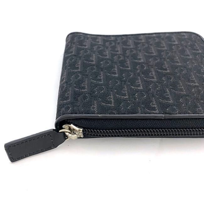 美品　クリスチャンディオール　二つ折り財布　パンチングオブリーク　トロッター　黒 美品 クリスチャンディオール 二つ折り財布 パンチング