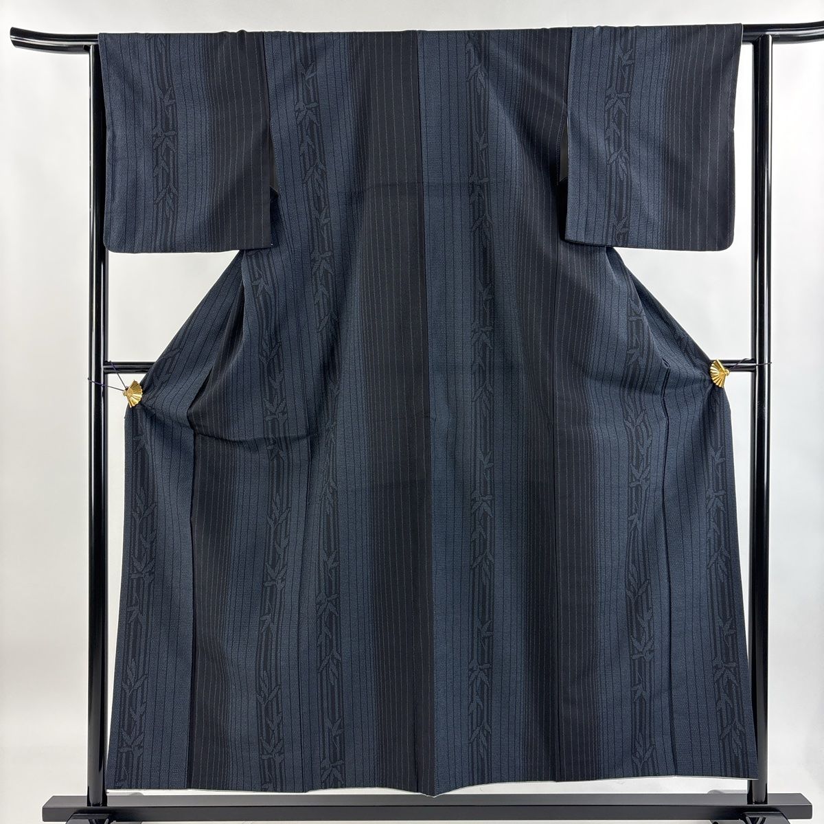 紬 美品 名品 草花 藍色 袷 164cm 62cm S 正絹