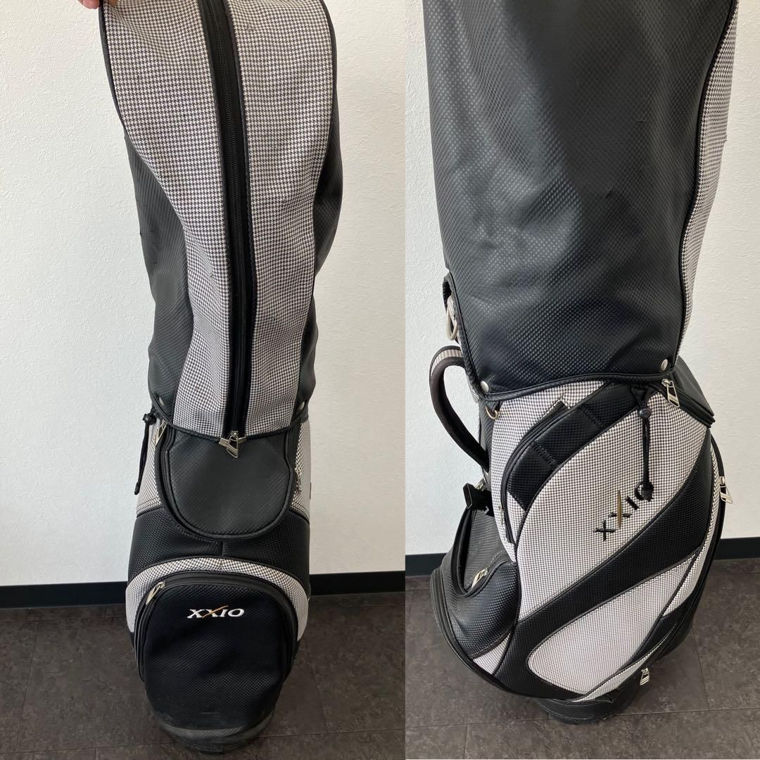 値下！XXIO ダンロップ キャディバッグ スタンド型 千鳥柄 モノトーン
