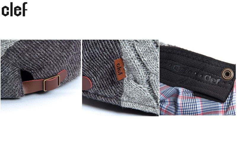 クレ CLEF KBL KNIT HUNTING　RB3419/RB3419XL 　ニットハンチングメインパネルにずっしりと存在感のあるケーブルニット、サイドパネルにはミックスカラーのニット生地のハンチング