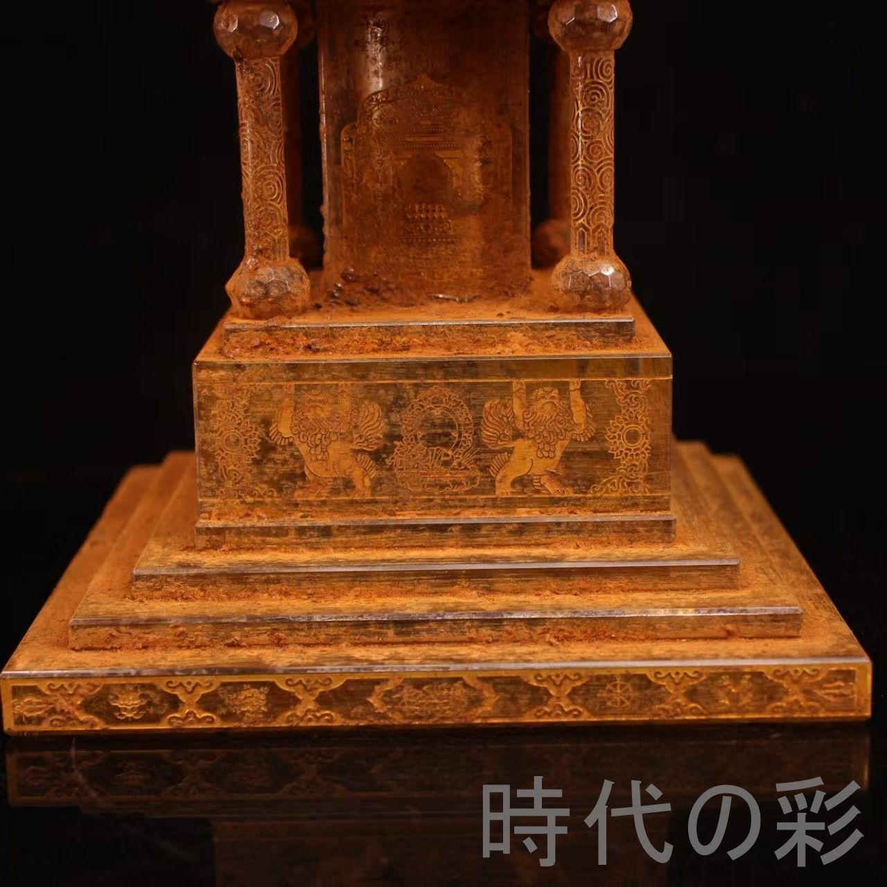 当店人気NO.1。 中国古美術 珍蔵 古寺結縁 清代 老水晶 銘文 描金 舎利塔 金剛舎利 仏教美術 唐物 骨董品 細工 古賞物 置物 時代物 収集 古美味 旧家蔵出 仏教舎利塔 結縁供養具 R07100306 サイズ