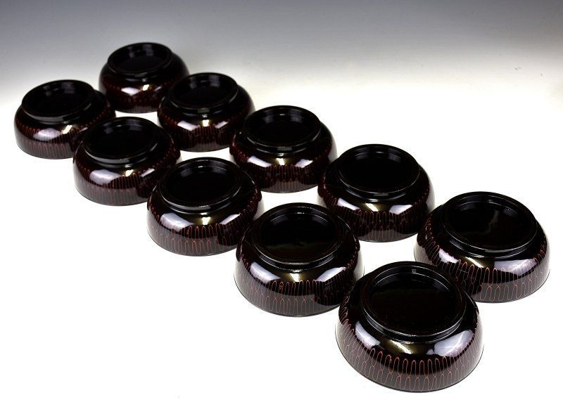 堅地木製網手菓子椀 十組