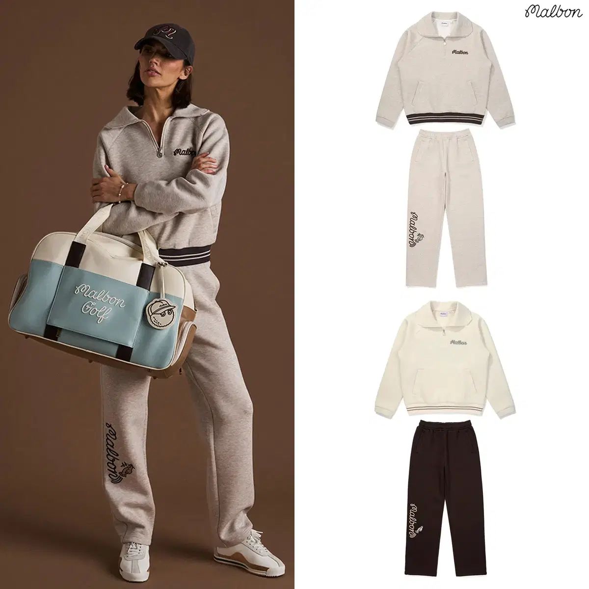 セット マルボンゴルフ エアリー ハーフジップ スウェット エアリー ストレートフィット パンツ