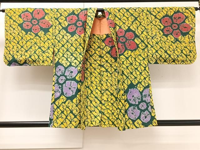 平和屋着物＃道中着 絞り 霞花文 暈し染め 金彩 正絹 逸品 CAAR9151id