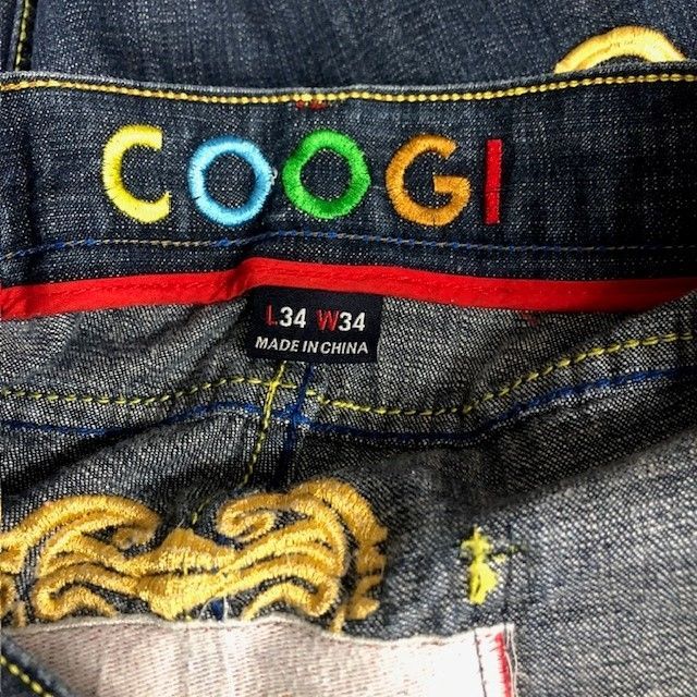 COOGI エンブロイダリー　デニムパンツ　ジーンズ　ダメージ　サイズⅬ34W34　017-031804　06100804　01