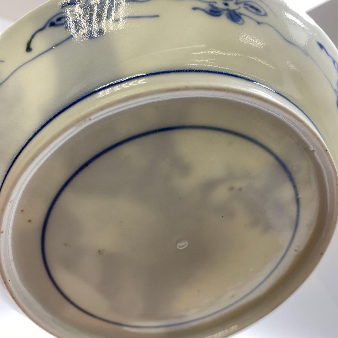 江戸中期　藍九谷上手鷺の図中皿　木箱付　幅約14.5㎝　東Y6-0910☆2F 江戸中期 藍九谷上手鷺の図中皿 木箱付 幅約14.5㎝ 東Y6-0910☆2F