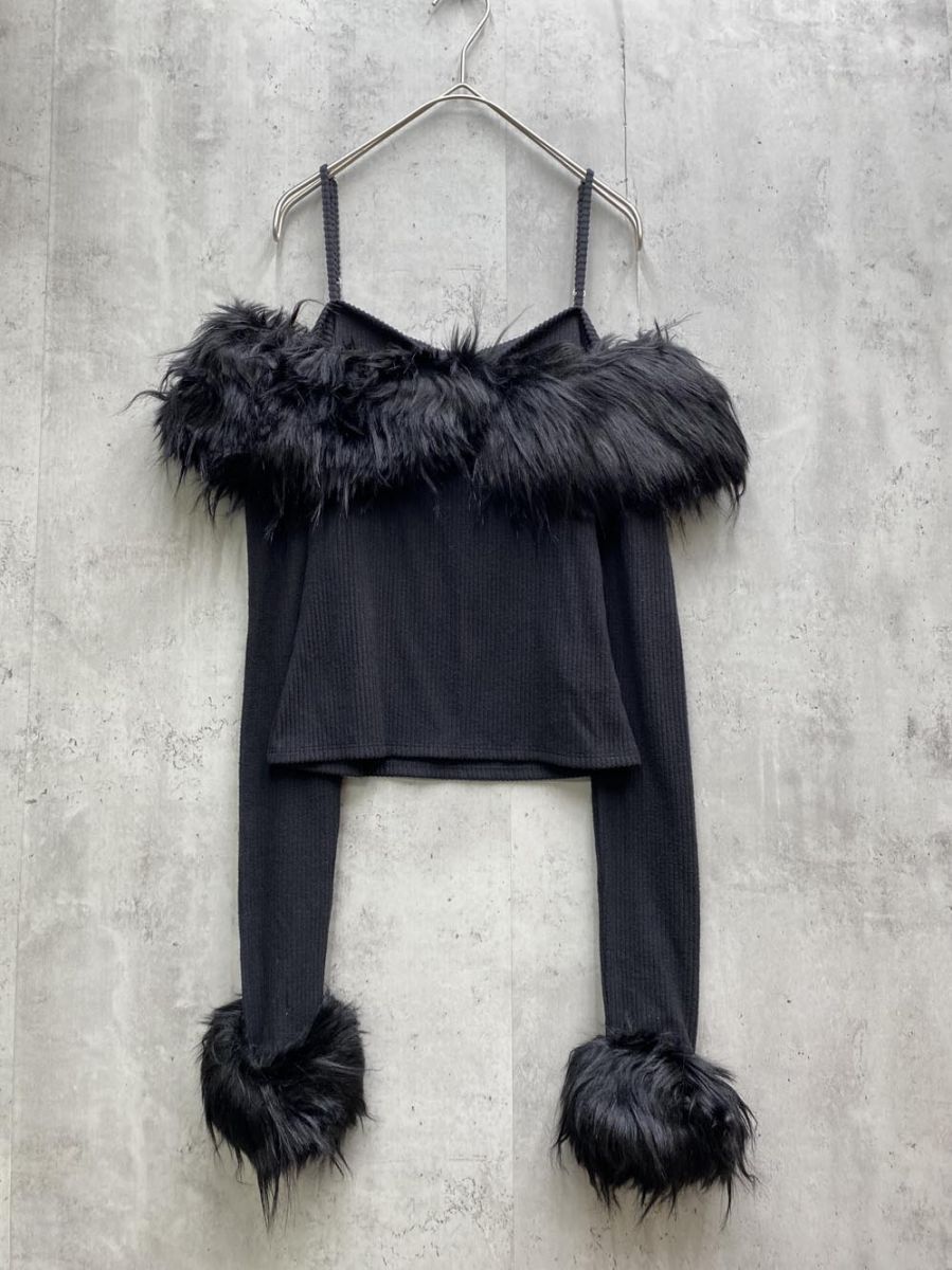 MELT THE LADY メルトザレディ ML32308 wide fur tops トップス sizeF|黒 ◎レディース