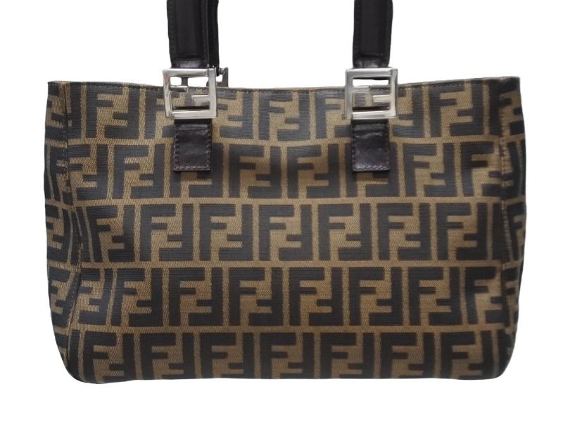 FENDI フェンディ ハンドバッグ トートバッグ ズッカ柄 キャンバス ブラウン シルバー金具 4b007470