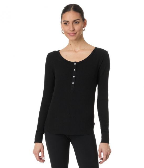 【送料無料】 メイドウェル レディース シャツ トップス Waffle Henley Jet Black