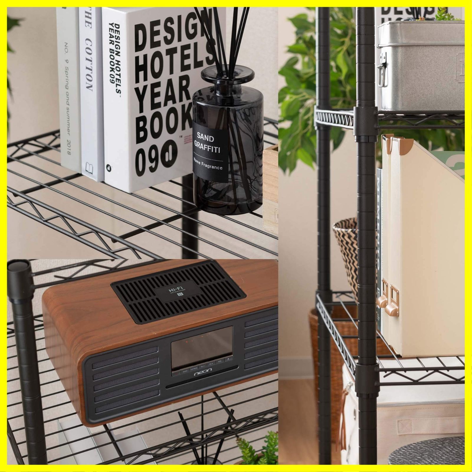 奥行40 幅110 スチールラック 黒 5段 ブラック キャスター付き ラック