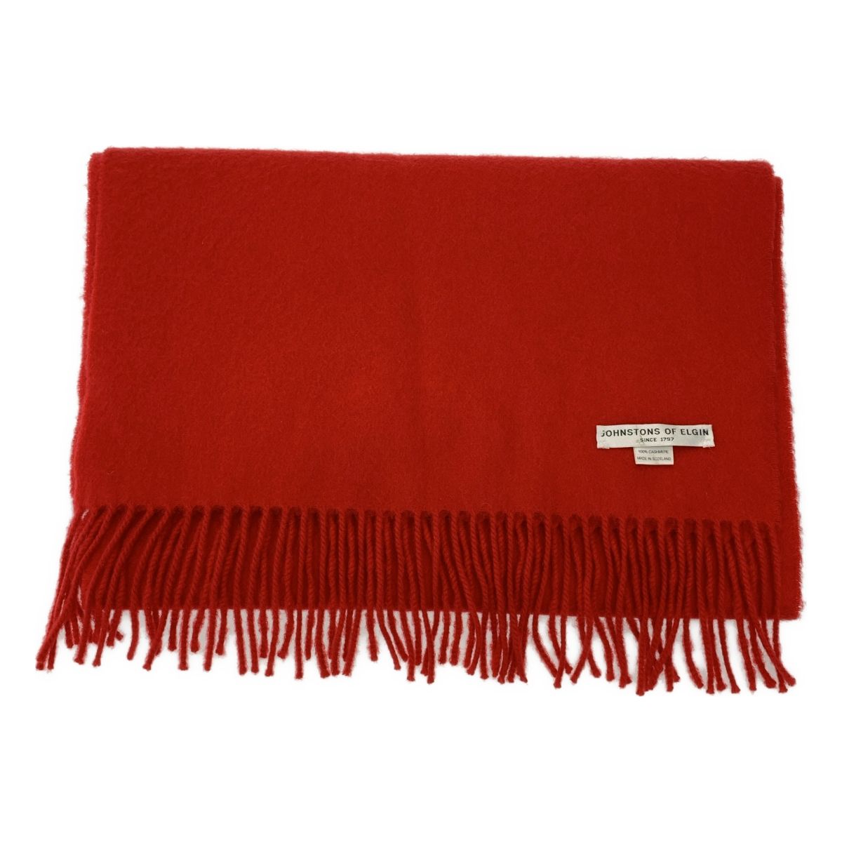Johnstons of Elgin カシミヤ マフラー レッド 【中古・古着通販