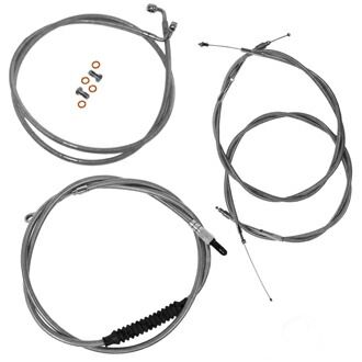 ハンドルバー ケーブル＆ブレーキラインキット 2006〜16年FXDB ステンレスメッシュ：15〜17インチエイプ