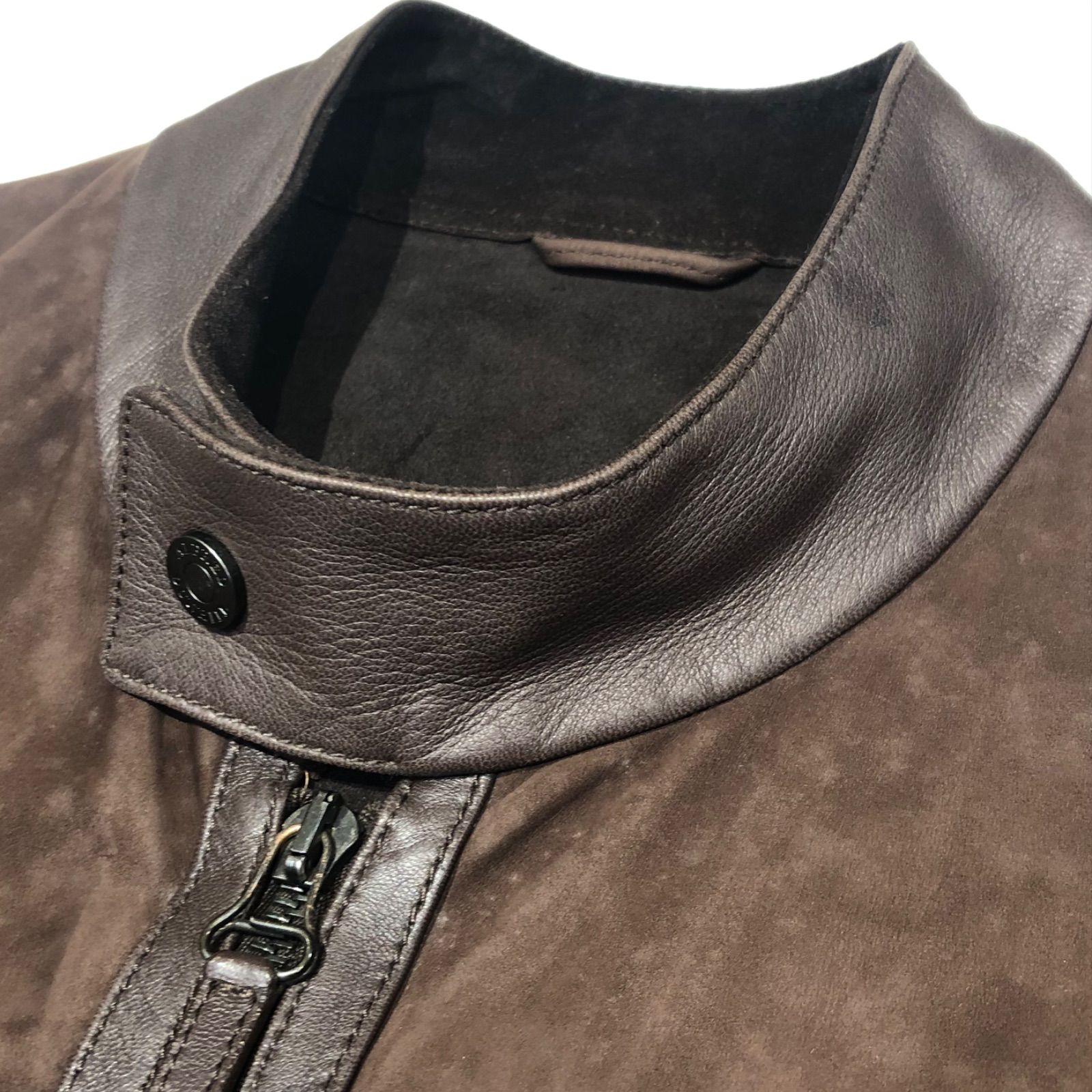 美品　ダンヒル　本革　シングルライダース　レザージャケット　M　英国製 Haruf ライダースジャケット レザージャケット メンズ 本革 革