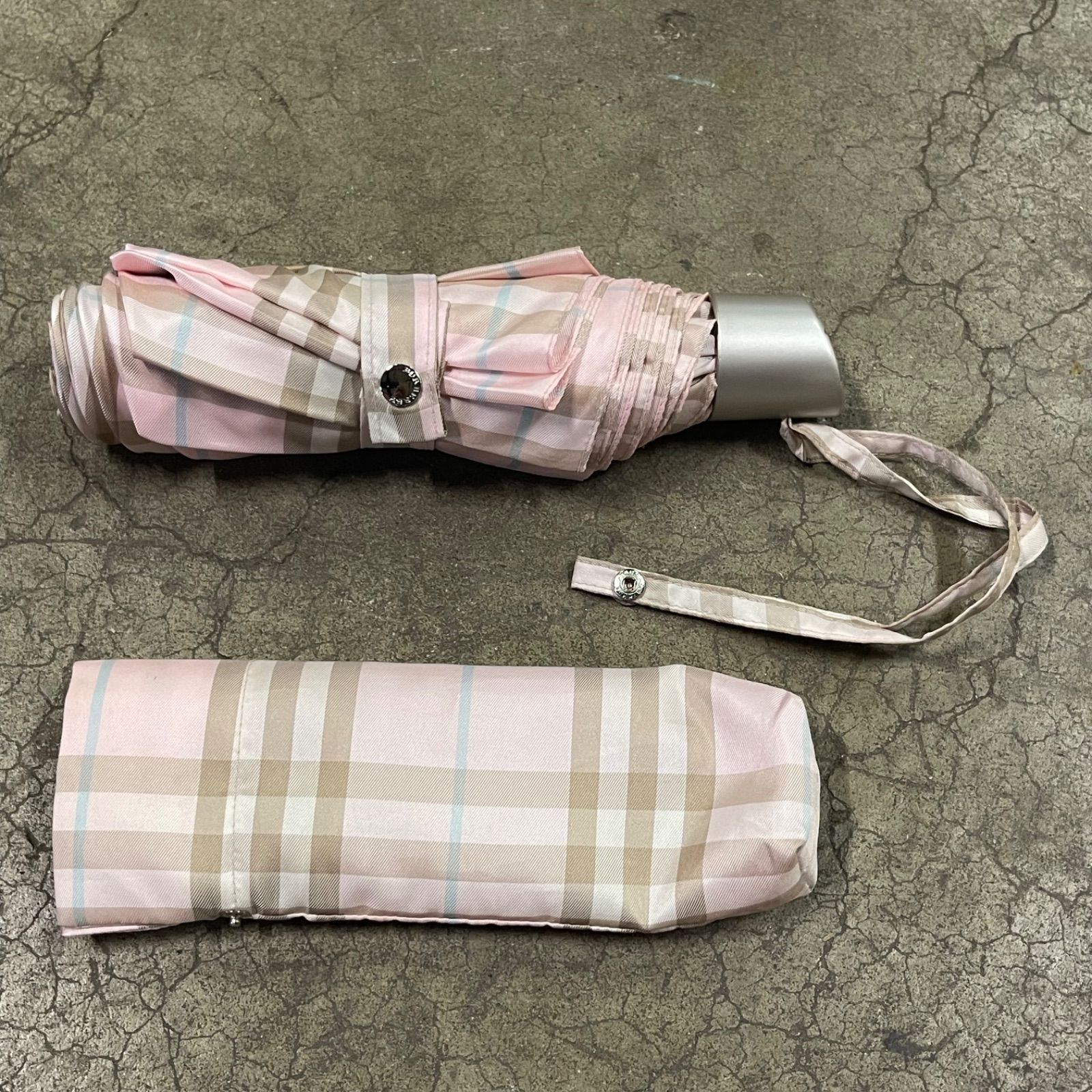 NPA】Burberry バーバリー 折りたたみ傘 雨傘 ピンク 希少 BURBERRY