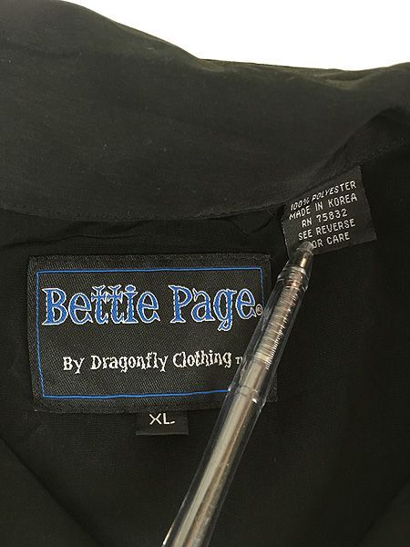 古着 00s 00s Bettie Page ベティ ペイジ セクシー 美女 レオパード 開襟 ボックス チカーノ シャツ 半袖 XL 古着 古着 00s Bettie Page ベティ ペイジ モデル ナース フォト 開襟