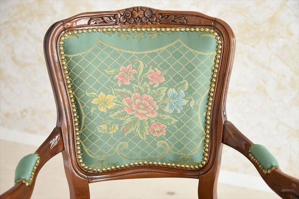 QUEENグリーン 猫脚アームチェア サロン2P