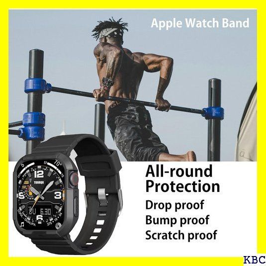 TOORQR コンパチブル Apple Watch バンド アップルウォッチ バンド 41mm 40mm 38mm アップルウォッチ ケース カバー PC TPU 二重構造 軍用グレードの保護 落下防止 耐衝撃 耐久性 傷防止 長さ調節 応-ブラック 242