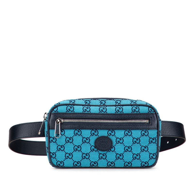 グッチ GGキャンバス ウエストバッグ ボディバッグ 658657 ブルー ネイビー キャンバス レザー レディース GUCCI 222-32710