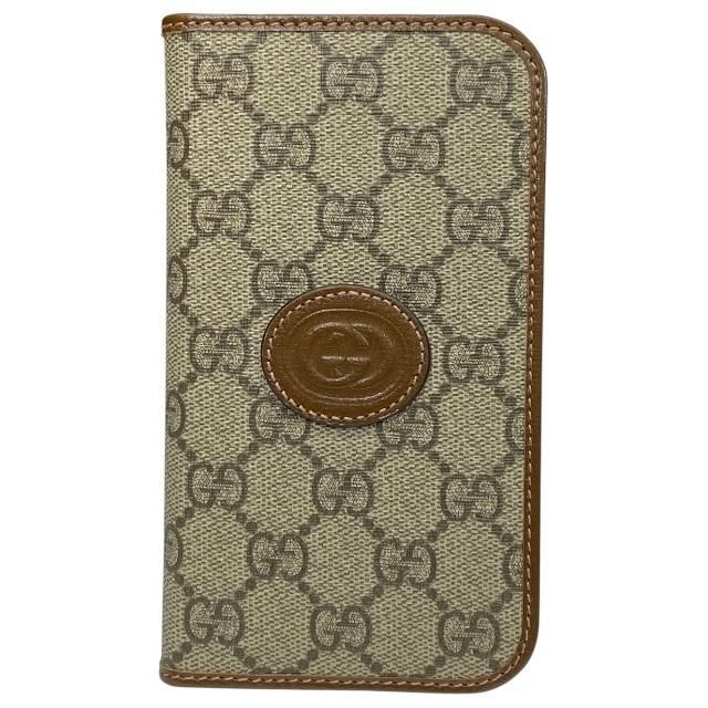 GUCCI グッチ 760185 アイフォンケース iPhone 15PRO スマホケース 手帳型 GGスプリーム 小物 レザー ブラウン