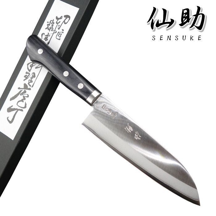 包丁 三徳包丁 SG2 ニッケルダマスカス 黒仕上げ 寿檀八角柄 165mm