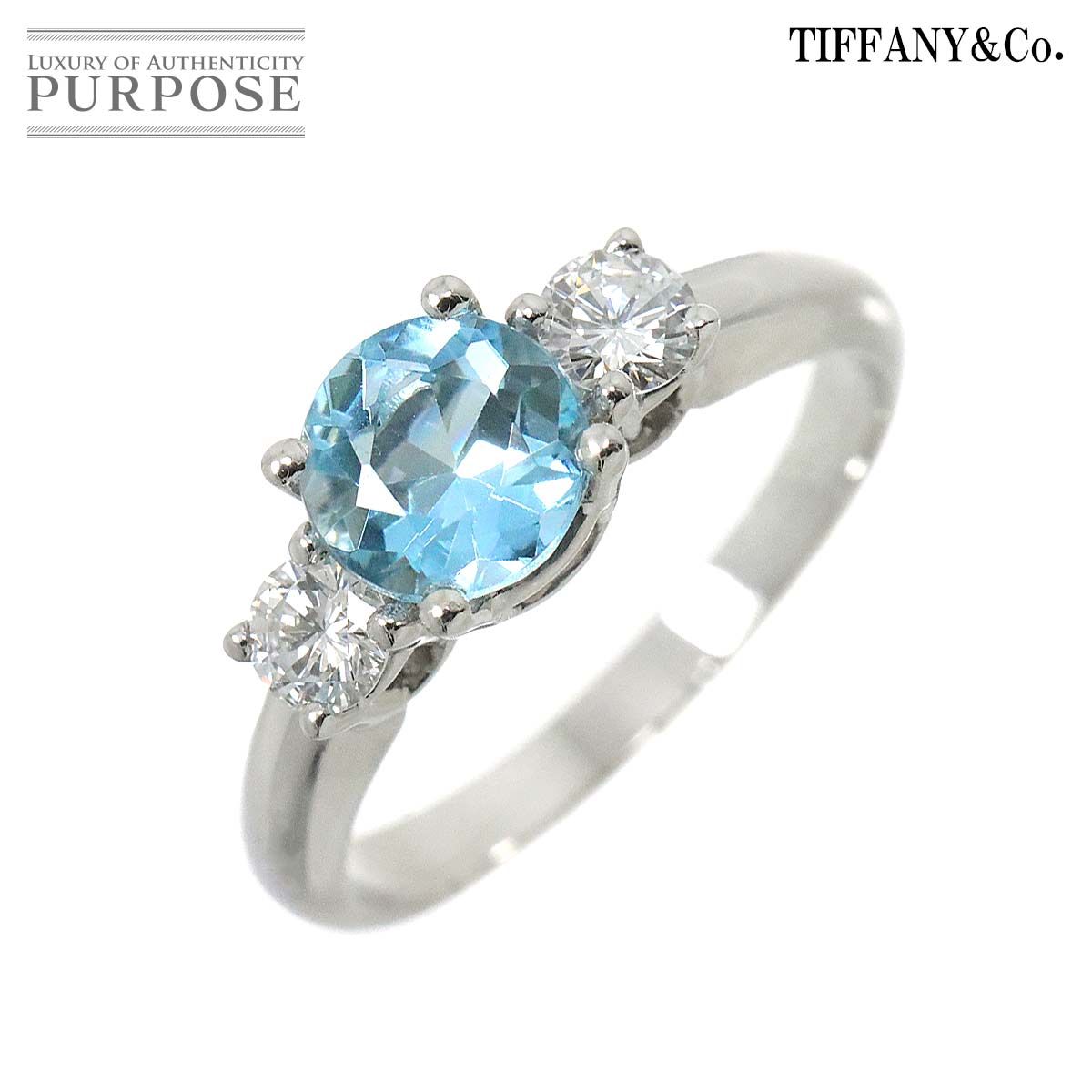 ティファニー TIFFANY&Co. 12号 リング アクアマリン ダイヤ Pt プラチナ 指輪 Aquamarine Ring 90248164