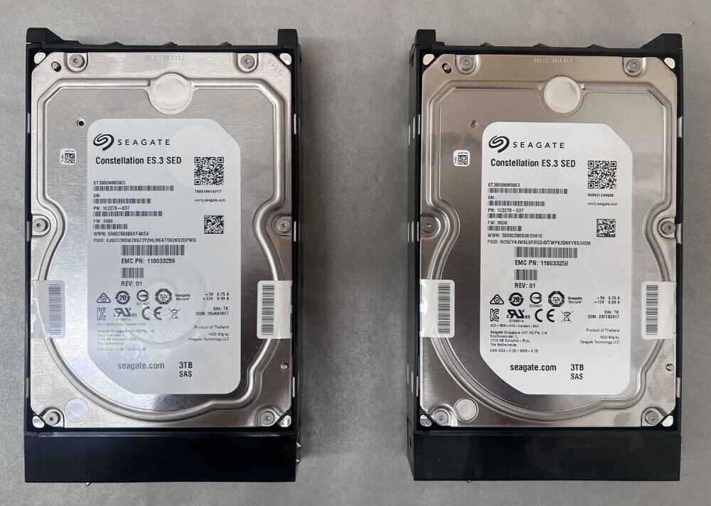 数量 2 Dell EMC Seagate Constellation ES.3 SED 3TB SAS HDD 1C2278-037 | 118033259