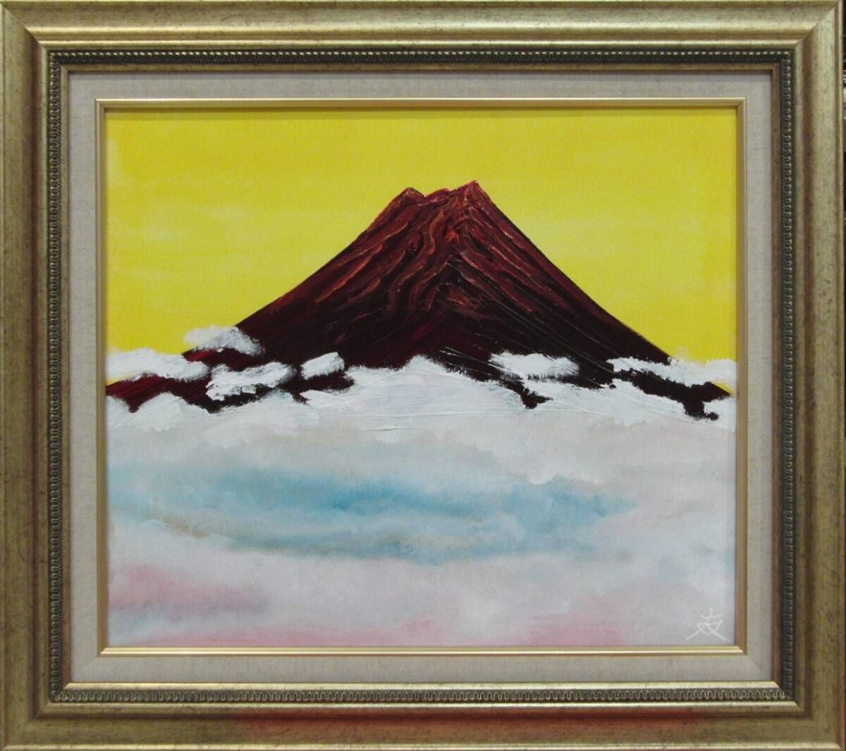 TOMOYUKI・友之、「青月と富士山」、証明書付、額付、絵画 油絵 油彩画