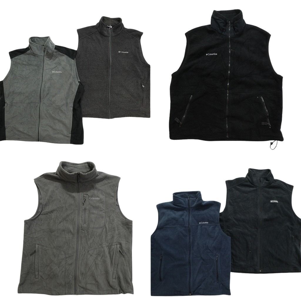 古着卸 コロンビア フリース ベスト 6枚セット メンズ XL ドローコード フルジップ ブラック ネイビー 古着 NC2684