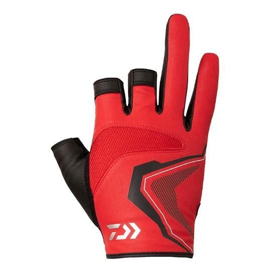 ダイワ レザーフィットグローブ 3本カット DG-1422 レッド L