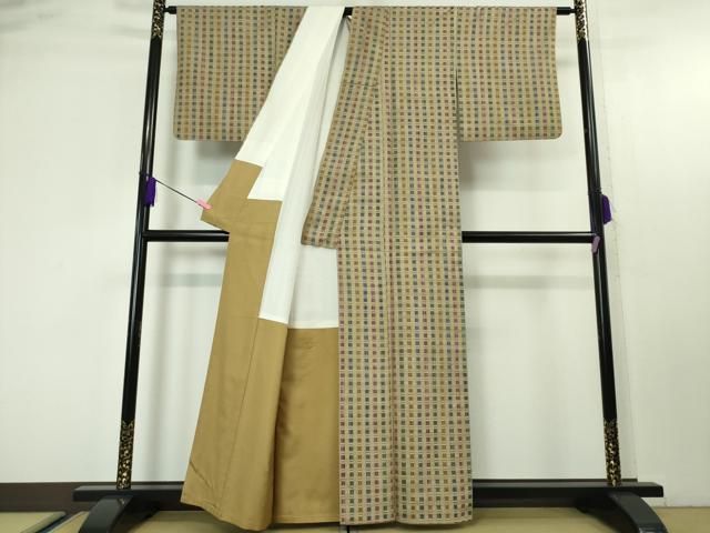 平和屋本店□極上 紬 格子 逸品 DZAA4702kh5 - メルカリ