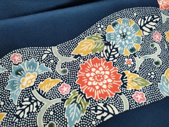平和屋着物○九寸名古屋帯 型染め 作家物 草木手染 更紗花唐草文 鬼
