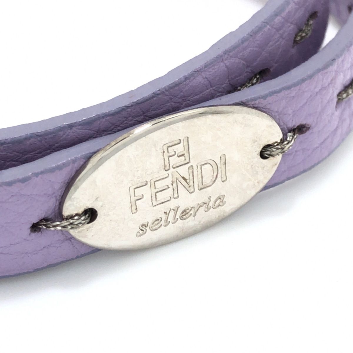 FENDI ブラック パープル レザーブレスレット FENDI ブラック パープル レザーブレスレット