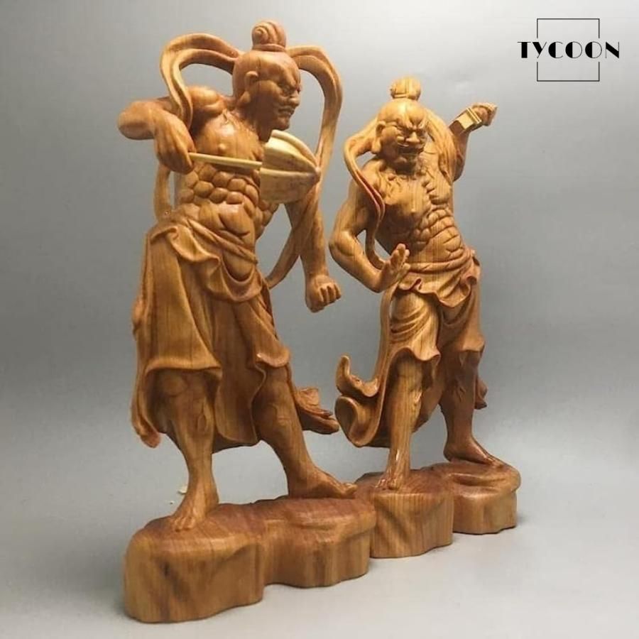 仏像 置物 金剛力士像 阿吽像 仁王像 金剛力士 2種セット 木彫り 仏壇仏像 祈る 厄除け 総高20cm 商売繁盛 無病息災 福徳 福運 厄除け