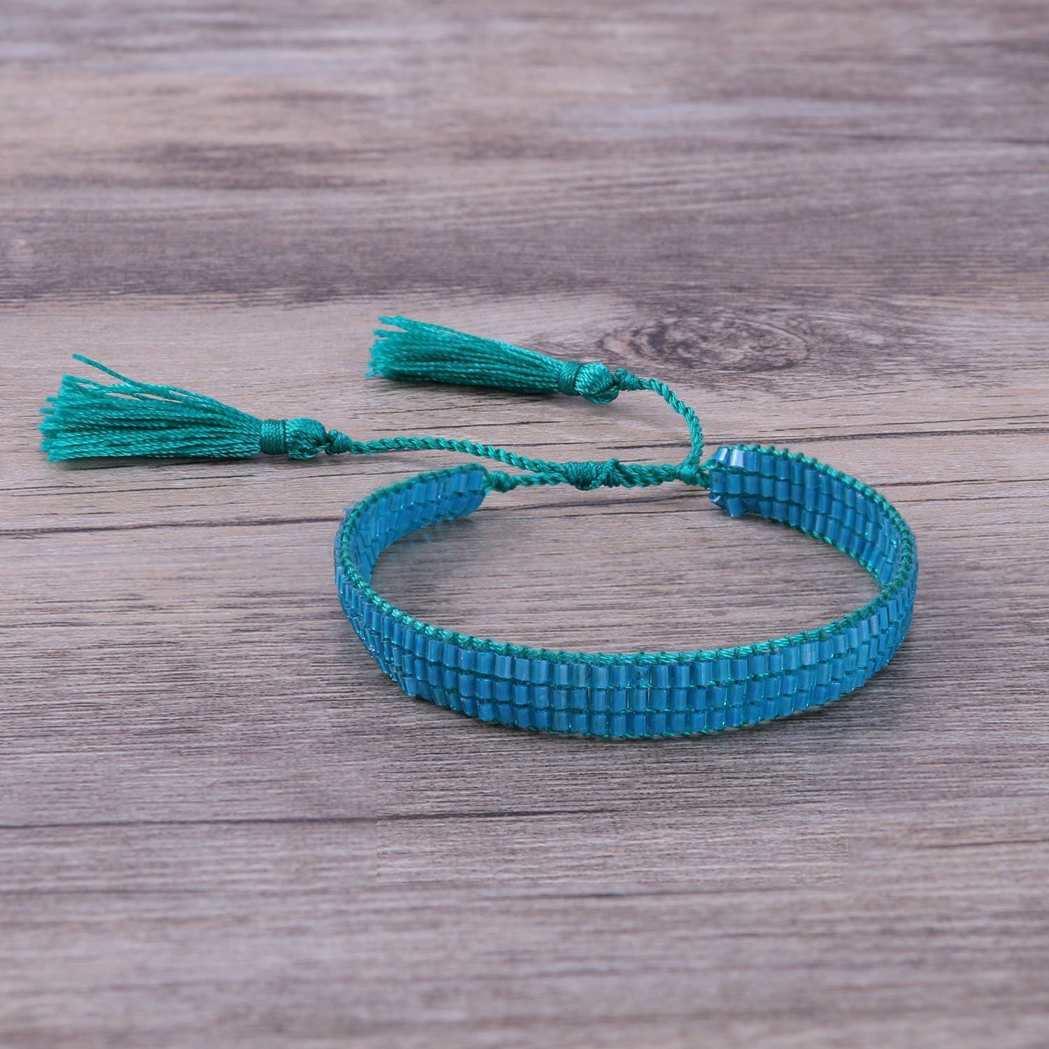 ブルークリスタルビーズラップブレスレット天然皮革ハンドメイドストランドチャームガールズジュエリー