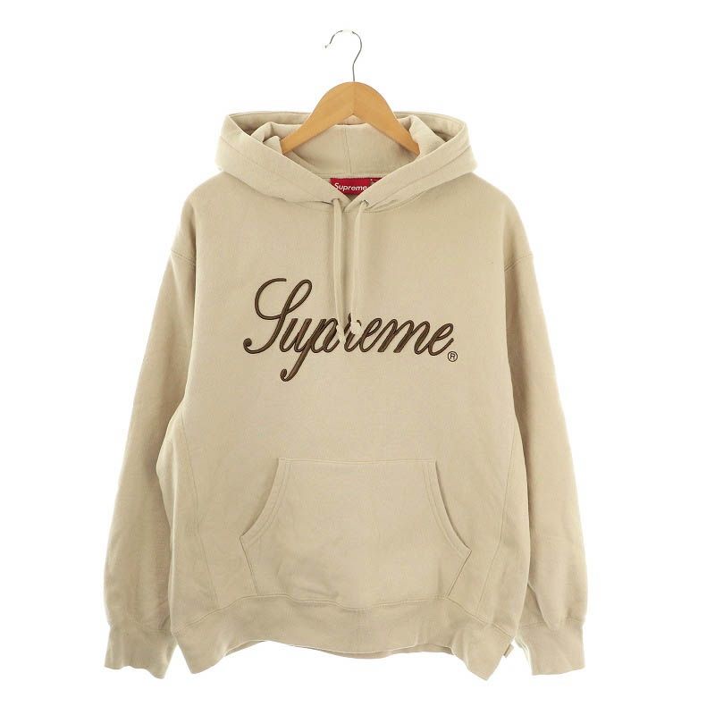 ★ シュプリーム SUPREME 24AW Embroidered Script Hooded Sweatshirt パーカー プルオーバー 長袖 M ベージュ |HK OS AD