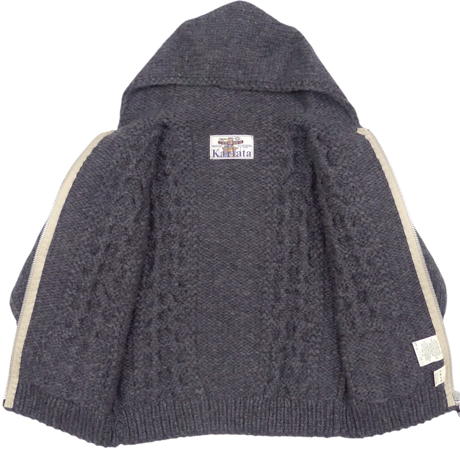 【KANATA】美品 カナタ カナダ製 カウチンセーター XL相当 白グレー 即決☆カナダ製 KANATA☆メンズ XL位 カウチンセーター カナタ グレー