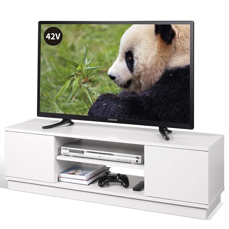 WLIVE テレビ台 ローボード テレビボード 収納 ロータイプ 幅110 高さ33cm tv台 tvボード 43インチ対応 24-47型対応 扉付き 大容量収納スペース 白い ホワイト 0
