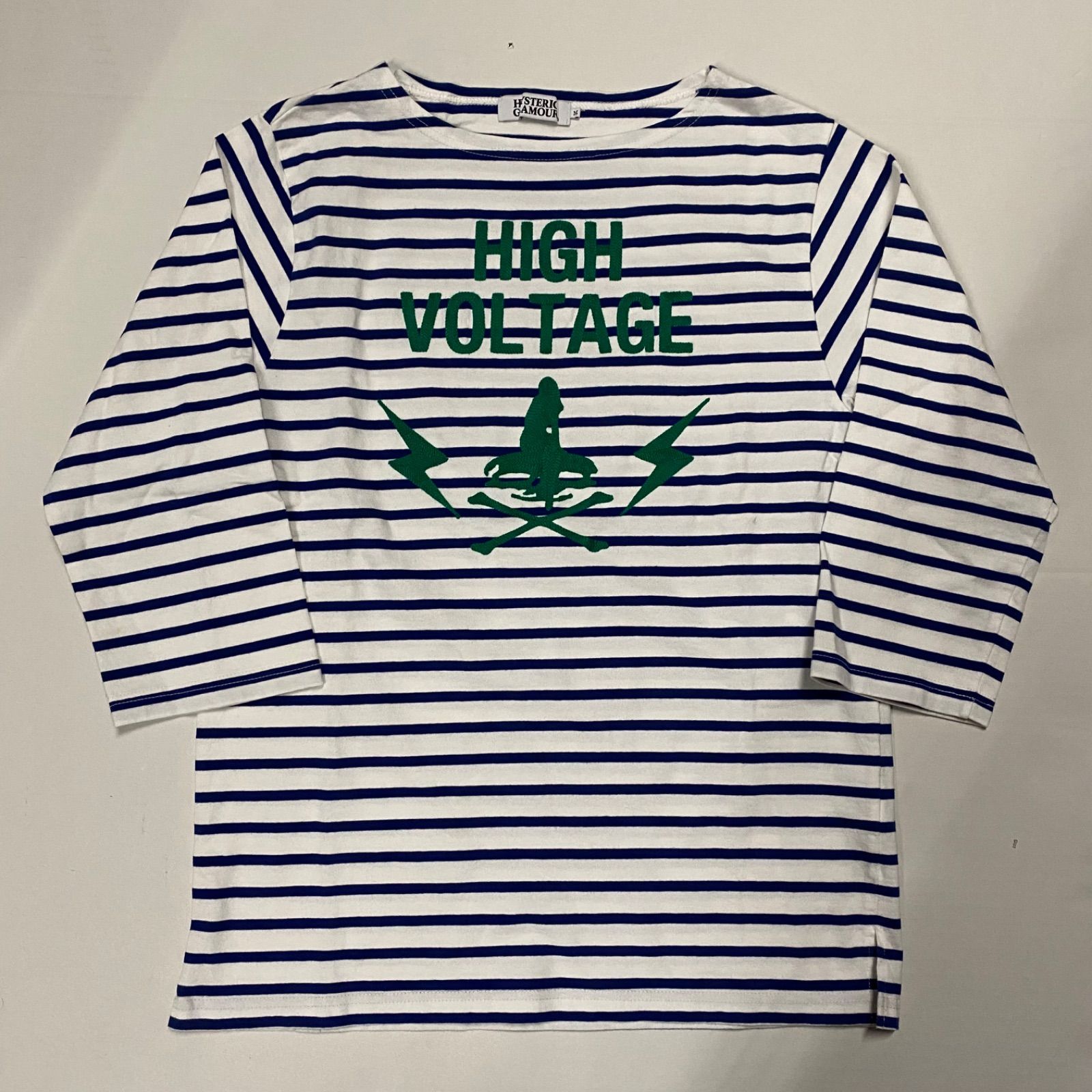 67.HYSTERIC GLAMOUR HIGH VOLTAGE チェーン刺繍 七分袖Tシャツ - お宝