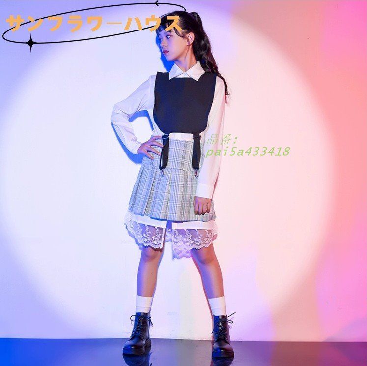 女の子 ダンス衣装 黒 セットアップ レディース ダンススーツ ジャズダンス HIPPOP ヒップホップ シャツ K-POP 衣装大人 pai5a433418