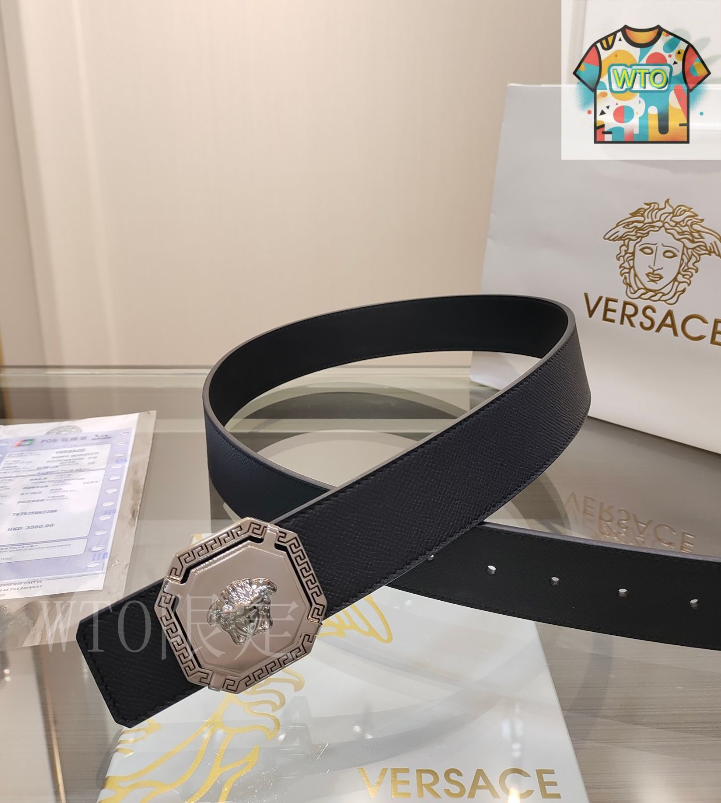今日WTO】VERSACE ヴェルサーチ レザーベルト-GI68 - メルカリ