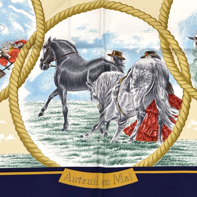 【HERMES】カレ 90 スカーフ オートゥイユの五月 シルク100％ HERMES エルメス スカーフ カレ90 Auteuil en Mai オートゥイユ