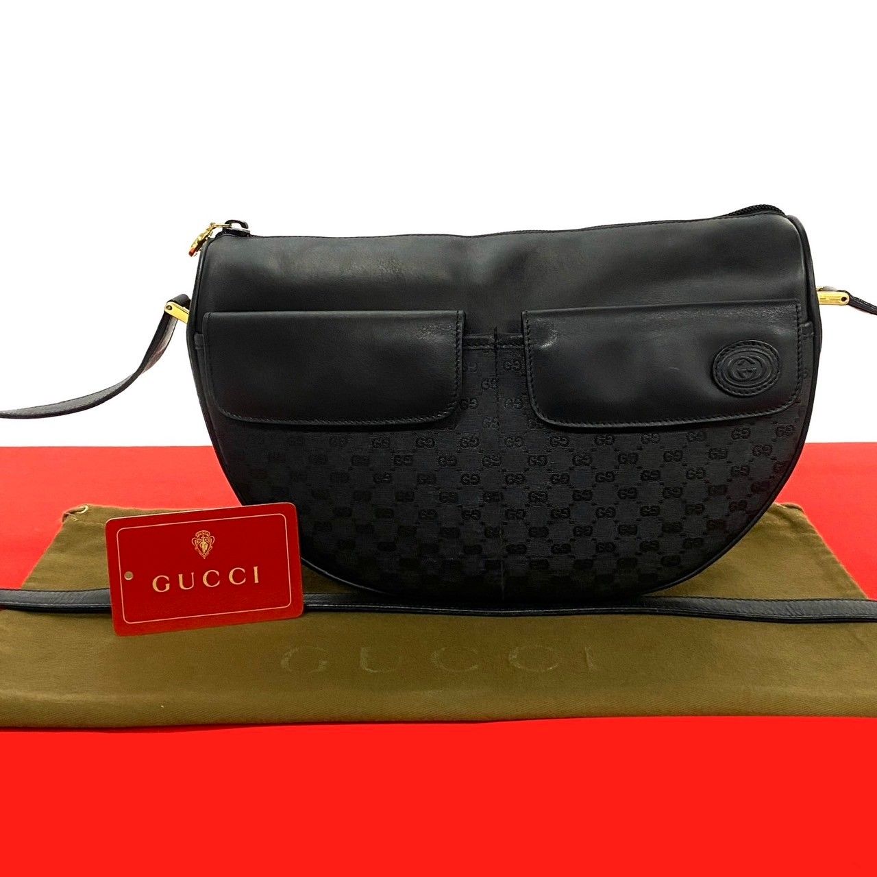 希少　グッチ　オールド　マイクロGG ショルダー　黒 極 美品 GUCCI グッチ オールドグッチ ヴィンテージ マイクロGG