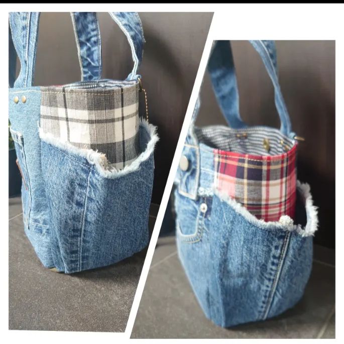 No.238【DENIM️アメカジ️】デニムリメイクトートバッグ️