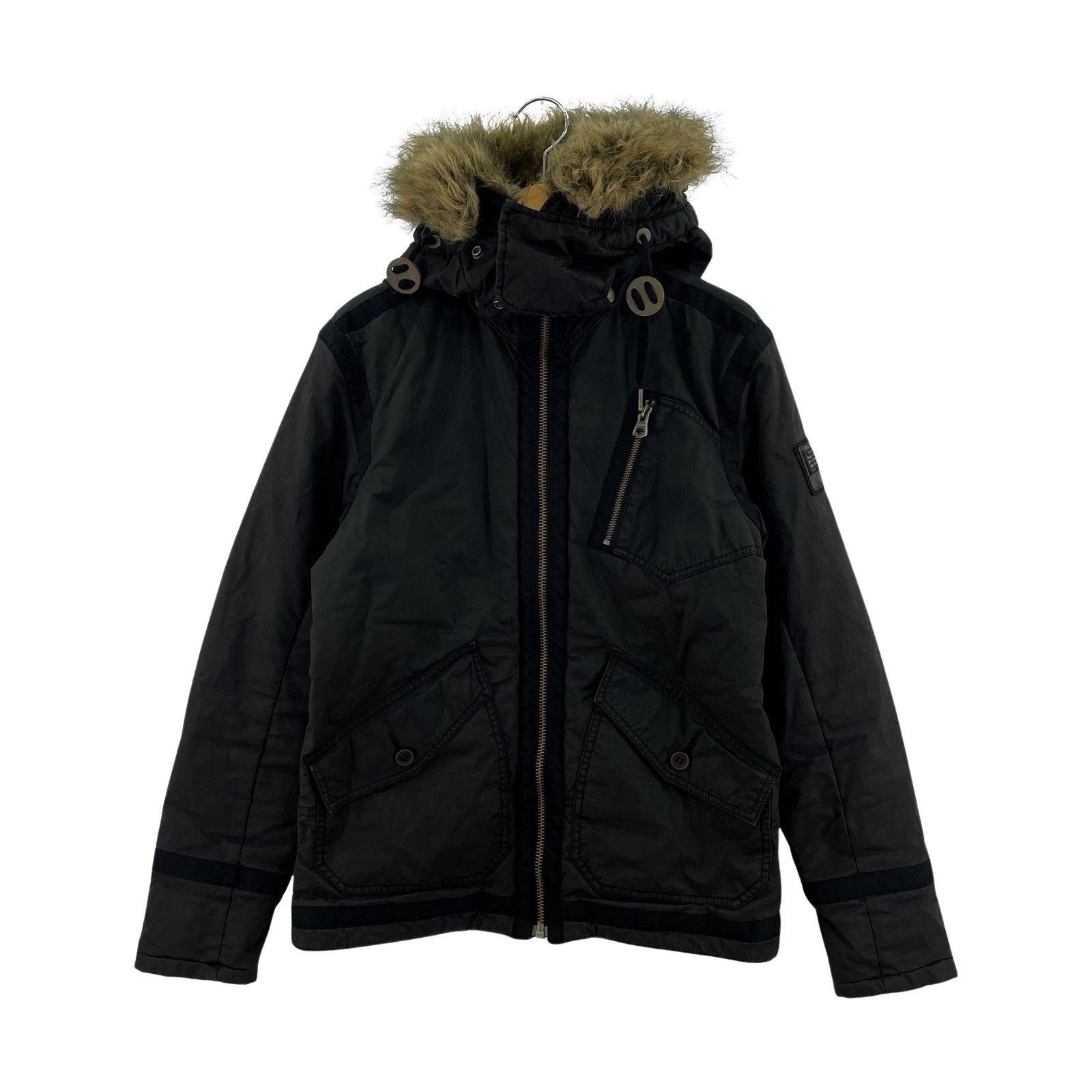 DIESEL ディーゼル フェイクファー フード 2-Wayジャケット sizeS/ブラック